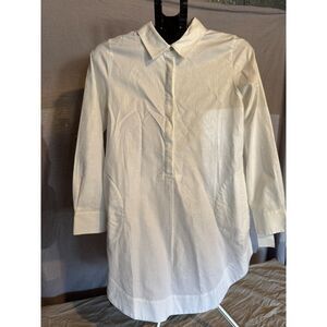 Soft Surroundings White Jacquard Tunic Blouse Womens Medium Long Sleeve